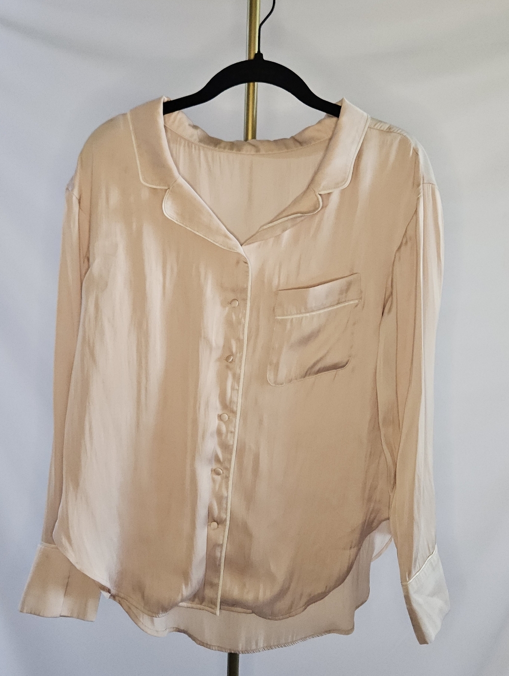 Titty&Co. Champagne Button Down Pajama Style Blouse